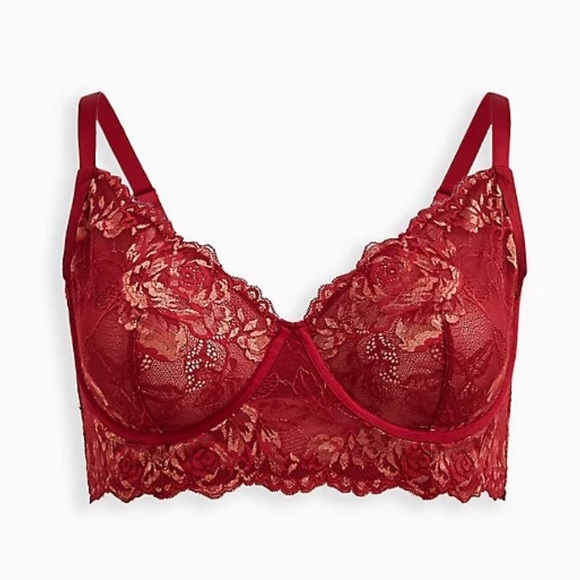 torrid Other - Torrid Unlined Longline Underwire Bralette - Lace Red & Gold. Size 2X. NWT
